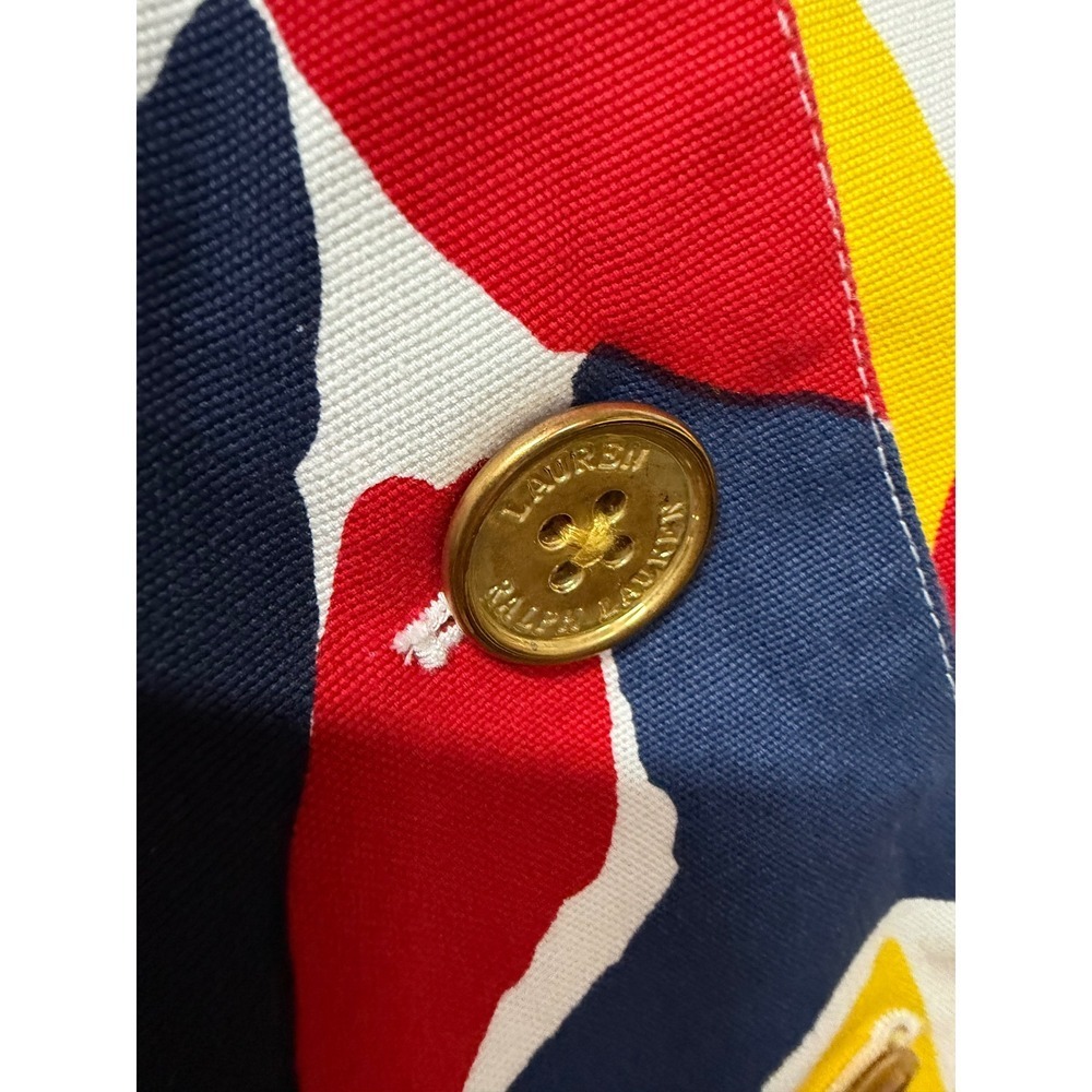 Lauren Ralph Lauren Blazer Jacket Abstract Floral Red Blue Yellow Camo Small Art - Picture 6 of 6